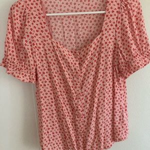 Elodie pink and flowered button down